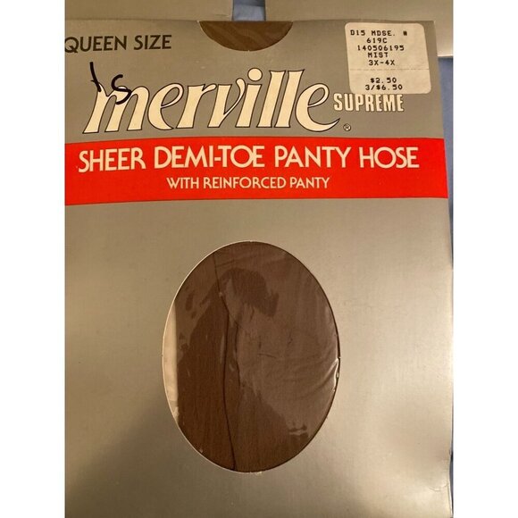 Vintage tights Panty Hose Lot New Queen Merville Supreme Sheer Mist 3X/4X 3 pair - Picture 2 of 3